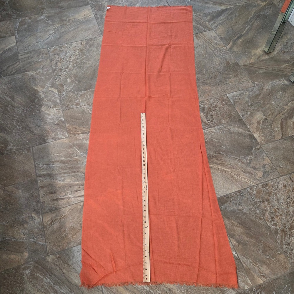 Mai 100% Cashmere Scarf Orange Lightweight Fringe Wrap Rectangle Luxury Shawl - Picture 3 of 6